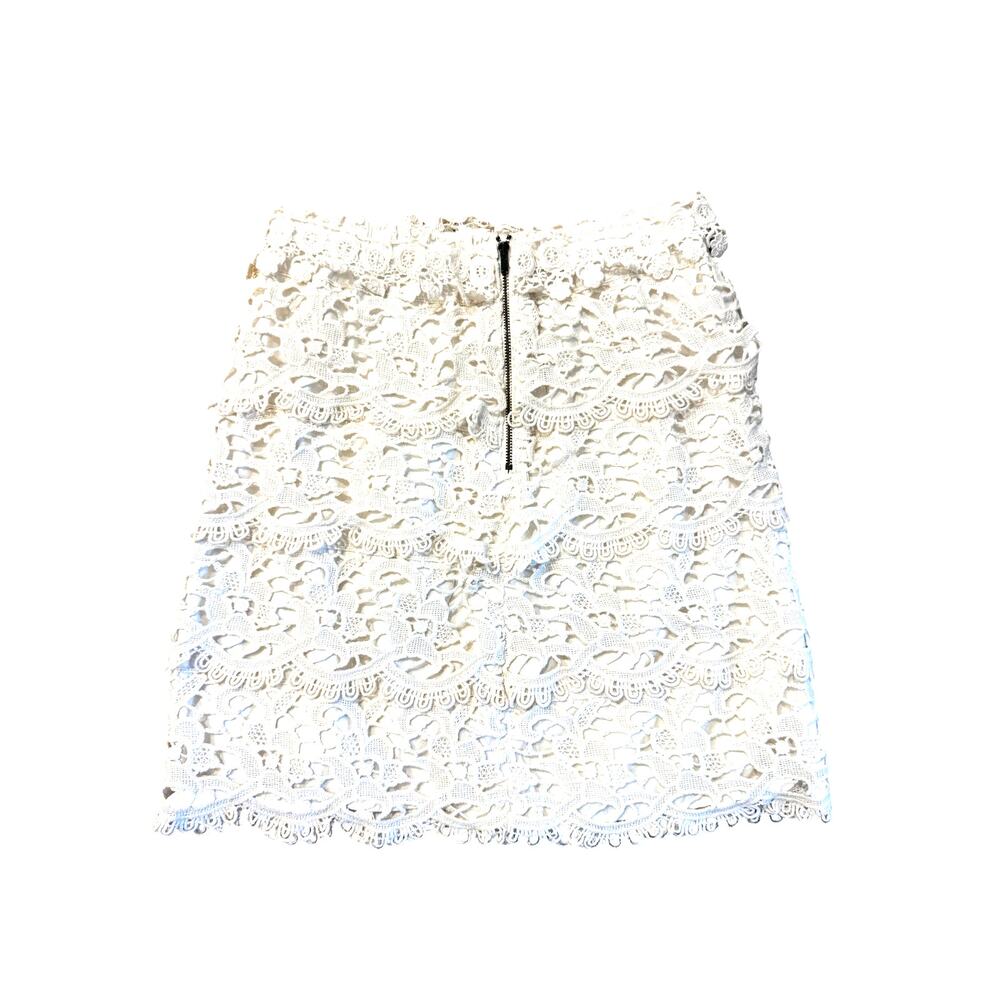 LOFT White Lace Mini Skirt Size 2 Crochet Boho Lined - Picture 3 of 5